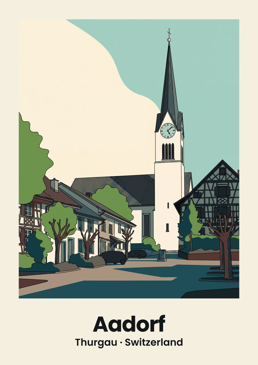 Aadorf Poster — Katholische Kirche St. Alexander | Vintage Reiseposter