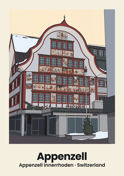 Appenzell — Painted houses on Hauptgasse poster
