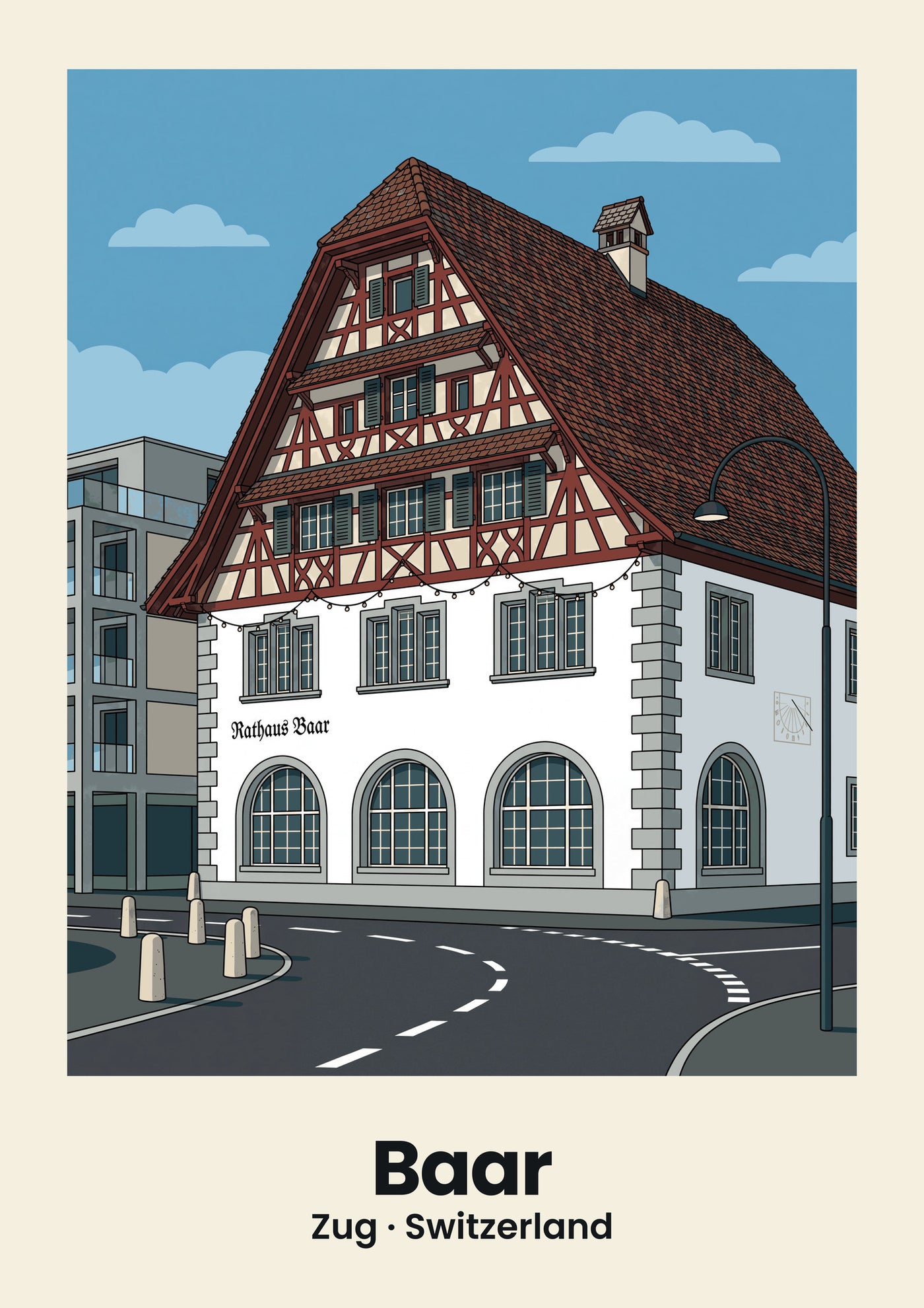 Baar Poster — Rathaus, flache Illustration