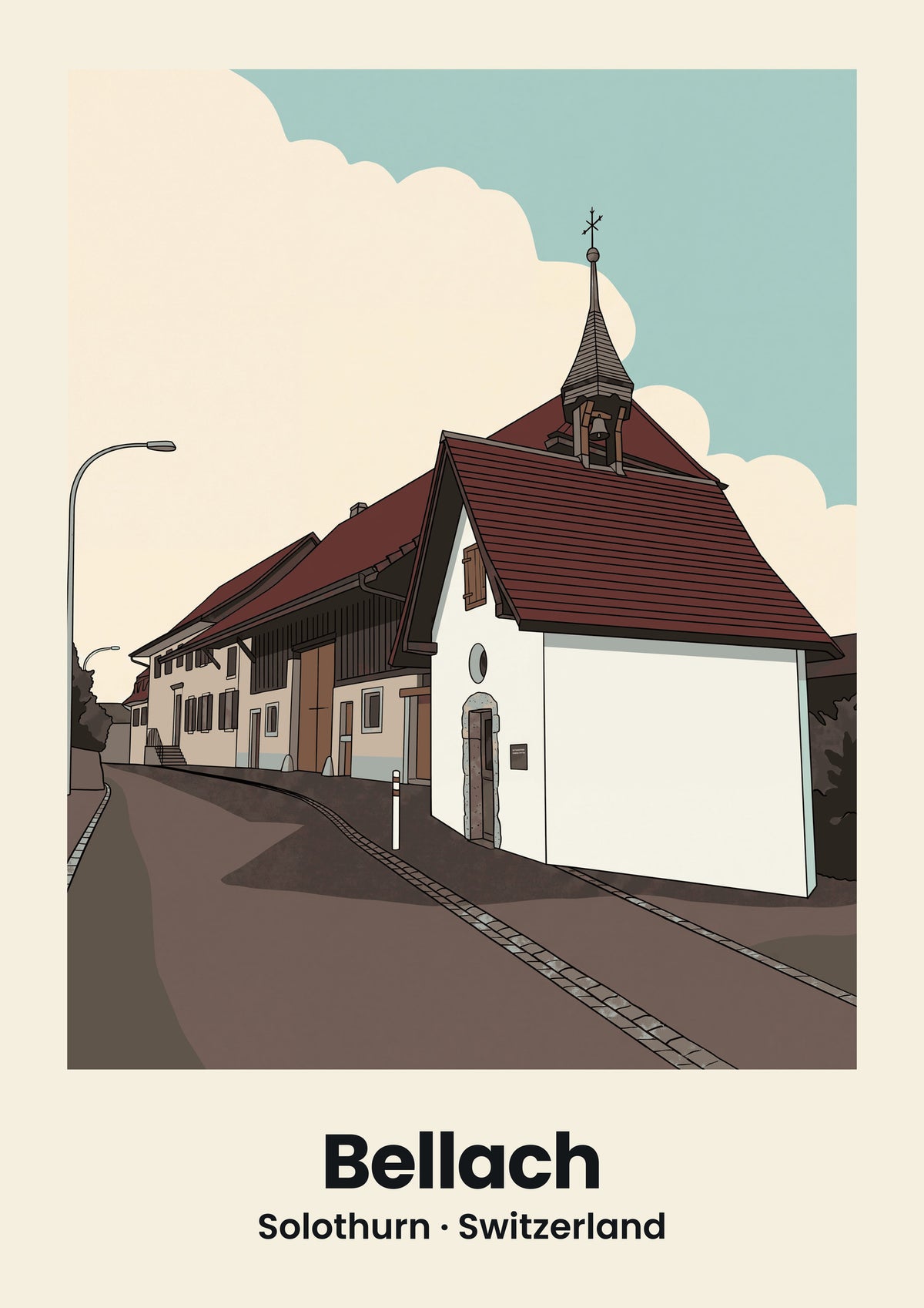 Bellach Poster — Kapelle, flache Illustration