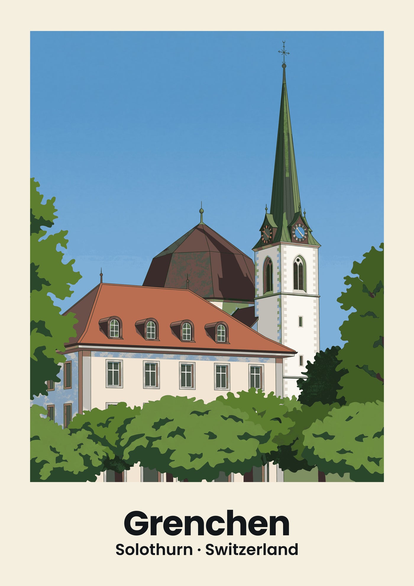 Grenchen, flache Illustration